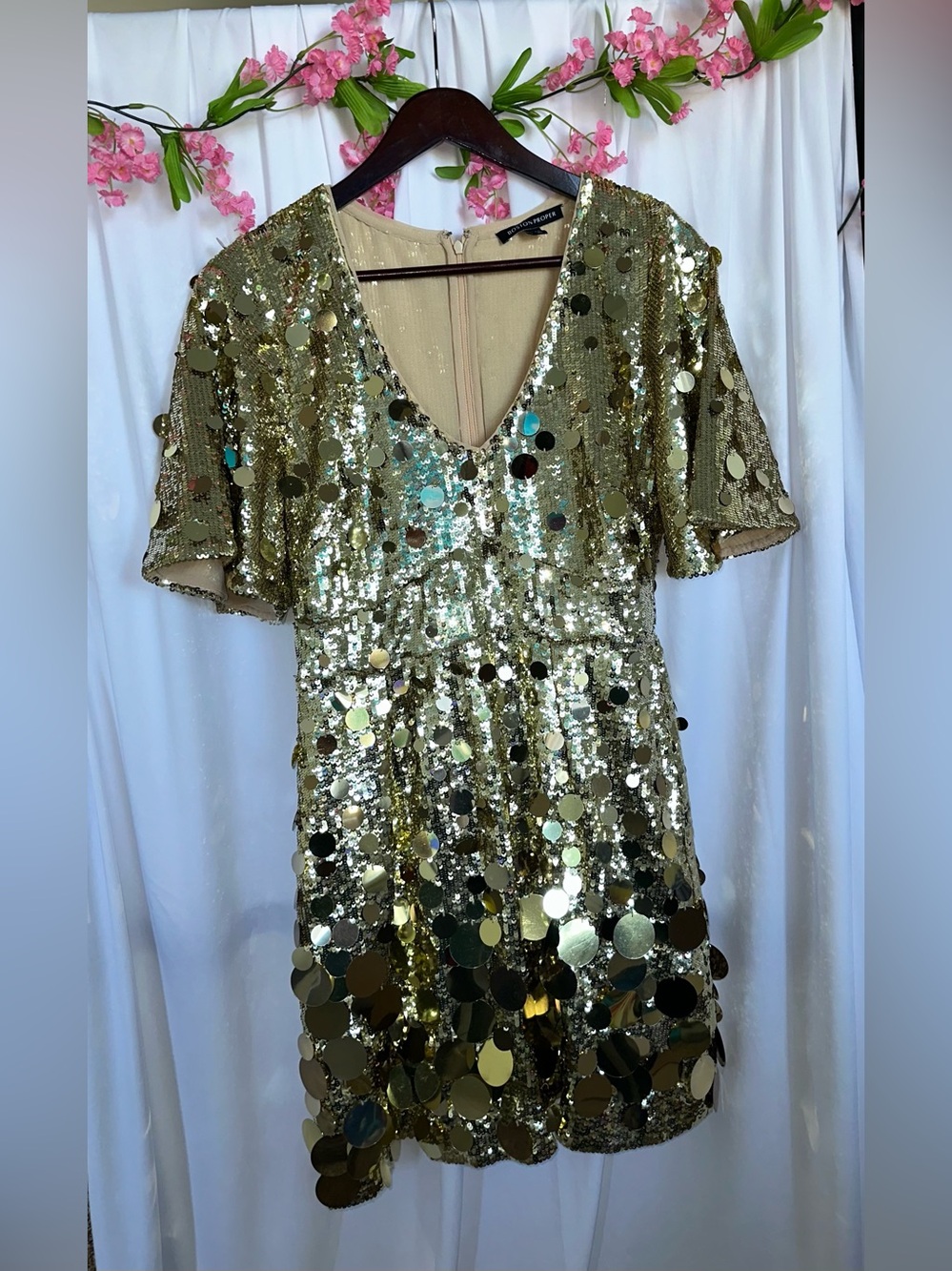 Boston Proper Gold Sequin Cocktail Top